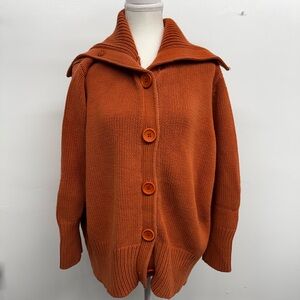 Cozy Orange Button-Up Cardigan